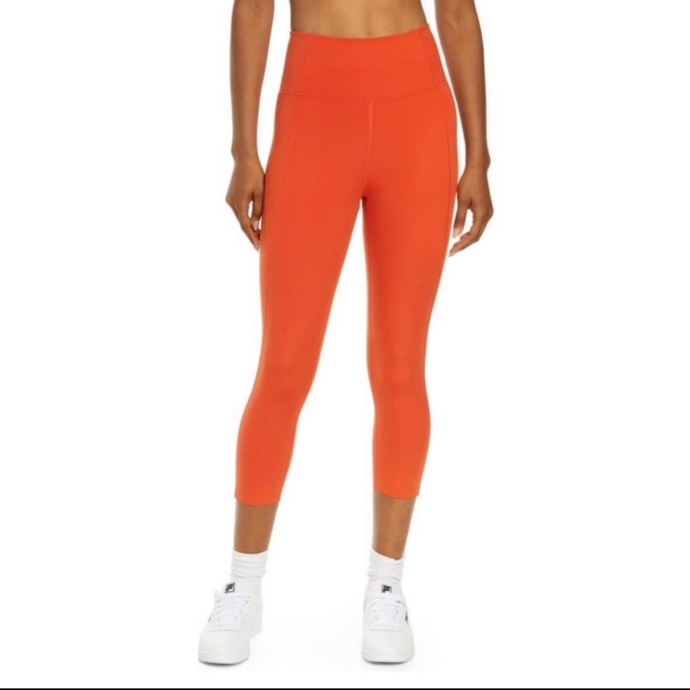 NEW Girlfriend collective high waist crop orange legging size small